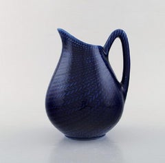 Hertha Bengtson for Rörstrand, "Blå eld" Jug in Porcelain, 1960s