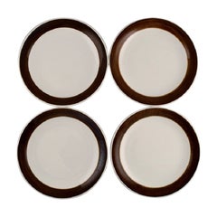 Hertha Bengtson for Rörstrand, Four Koka Dinner Plates in Stoneware