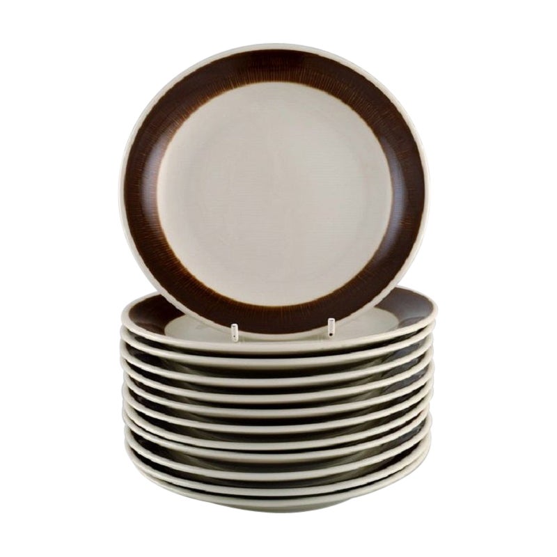Hertha Bengtson for Rörstrand, Twelve Koka Cake Plates in Stoneware