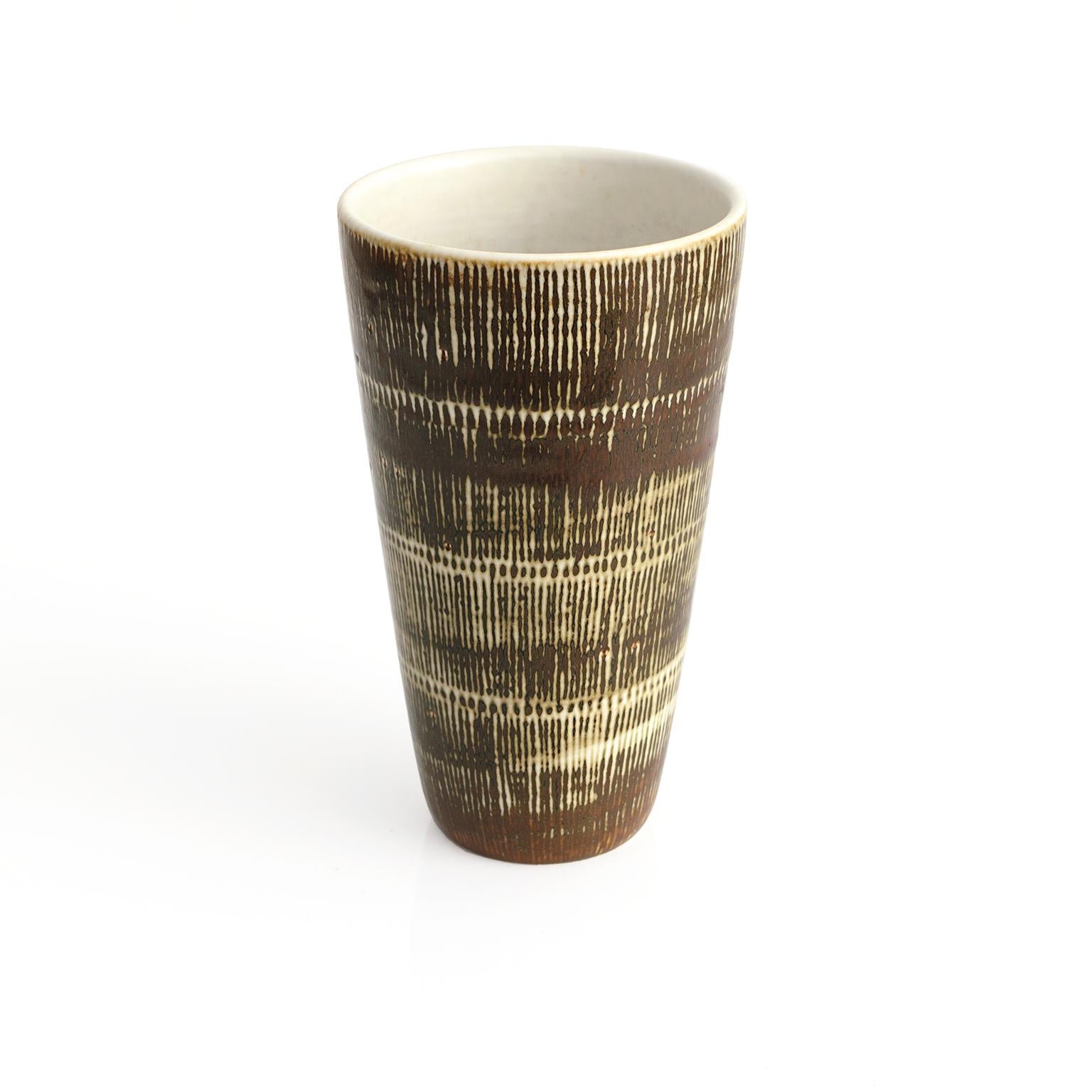Hand-Crafted Hertha Bengtsson Designed Swedish Mid-Century Vase Produced at Rorstrand, Studio For Sale