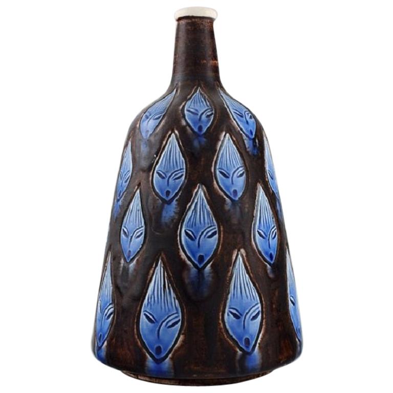 Hertha Bengtsson for Rörstrand, Unique Vase in Glazed Ceramics with Female Faces For Sale