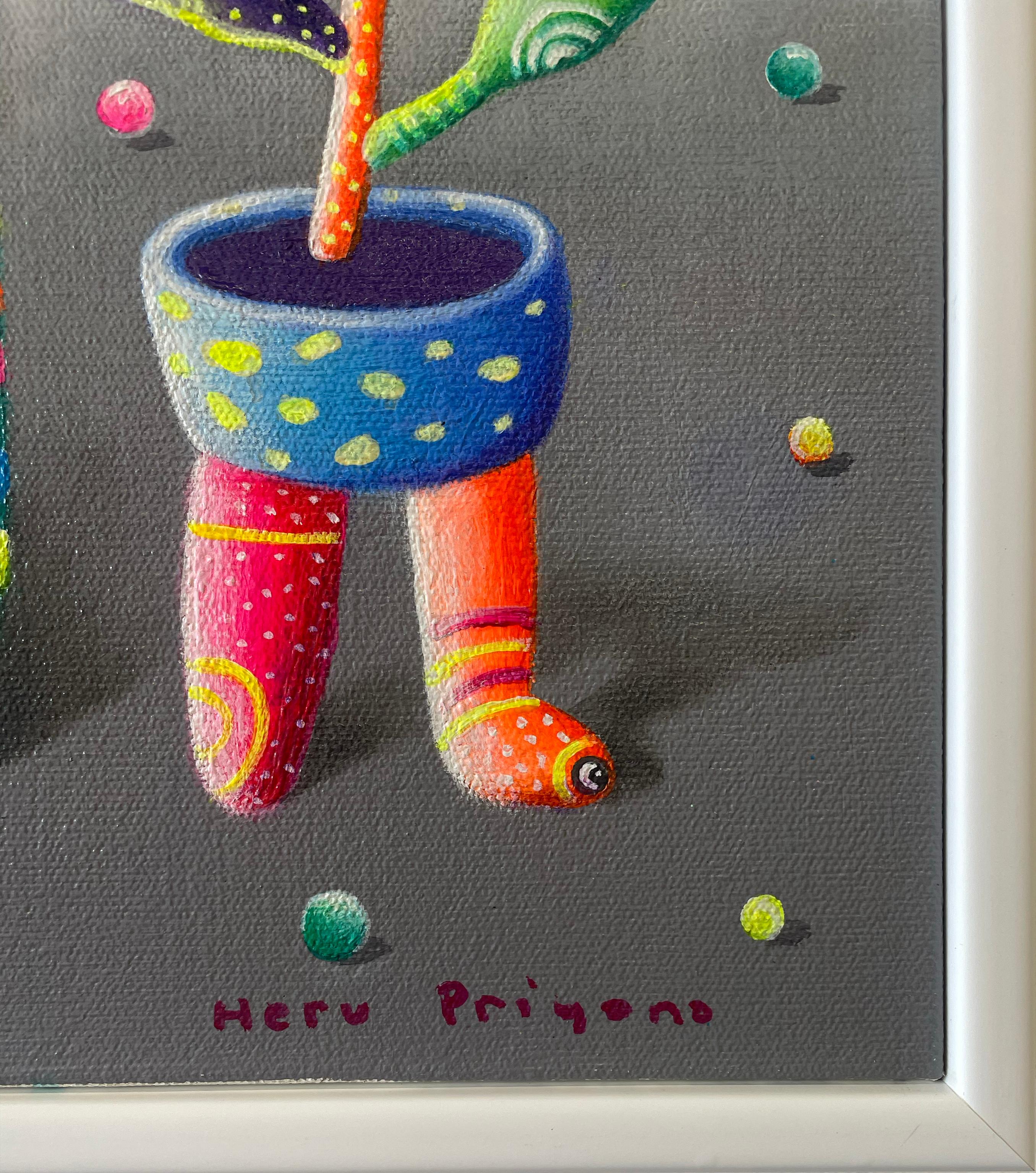 Hola Mundo - Painting Contemporáneo de Heru Priyono