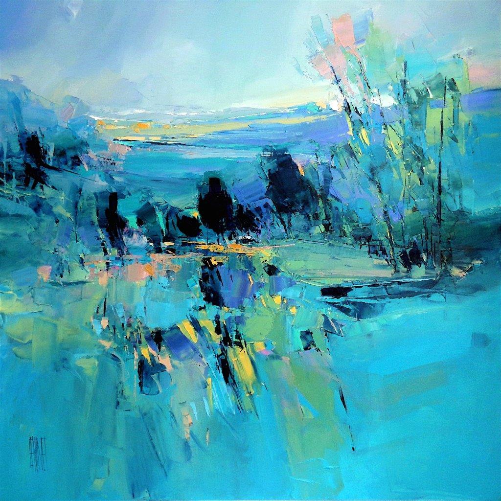 Hervé Lenouvel Landscape Painting - Les Haies Bleues