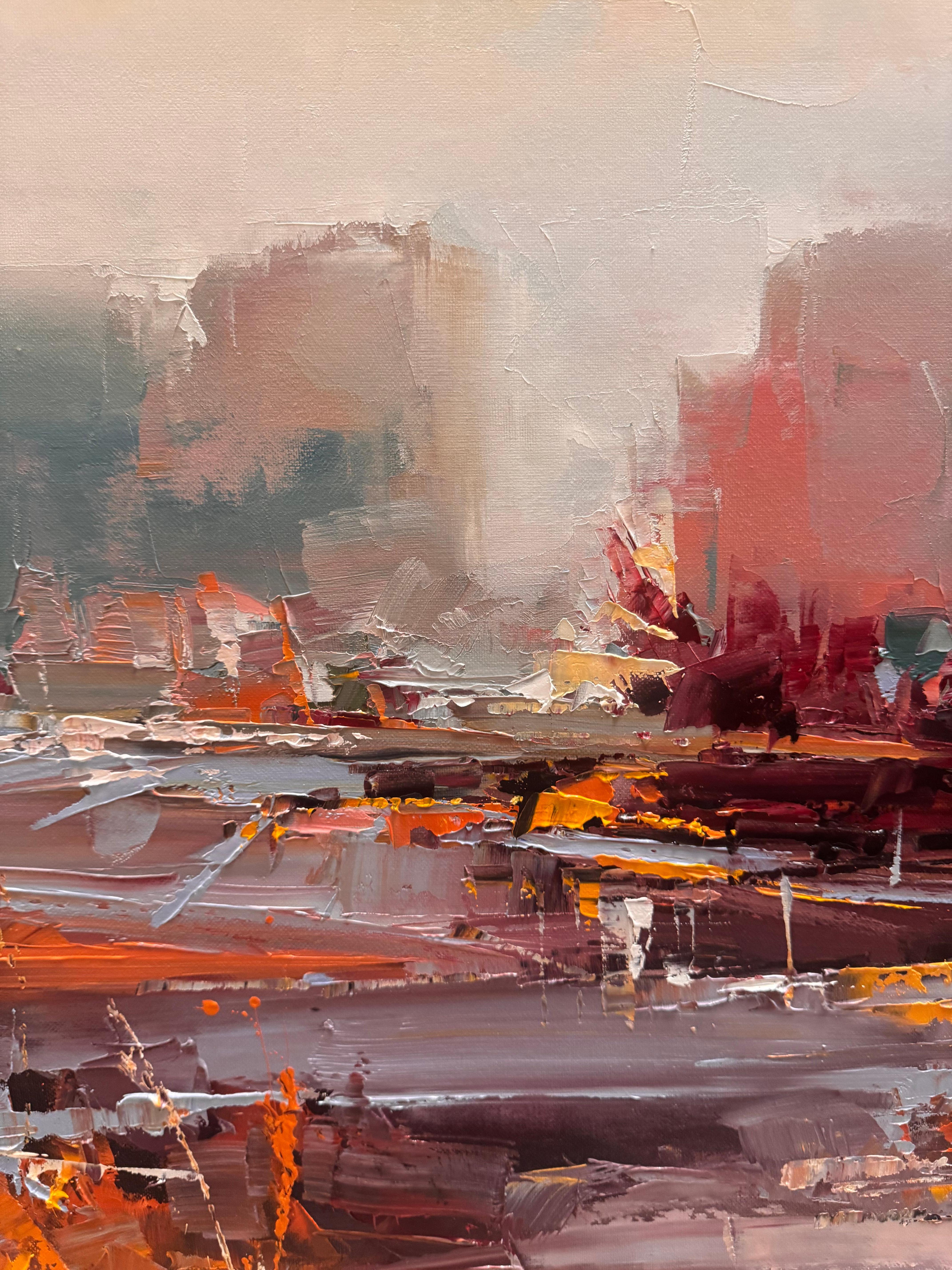 Wandernde Gewässer (Braun), Landscape Painting, von Hervé Lenouvel