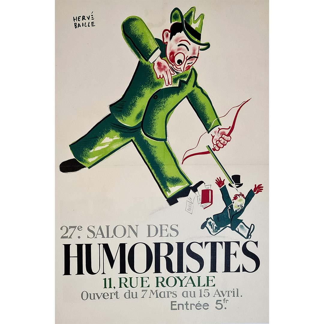 Herve Baille Print - 1934 original poster by Hervé Baille for the 27e Salon des Humoristes