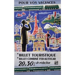 1953 original poster by Hervé Baille promotes the French national railway’s SNCF