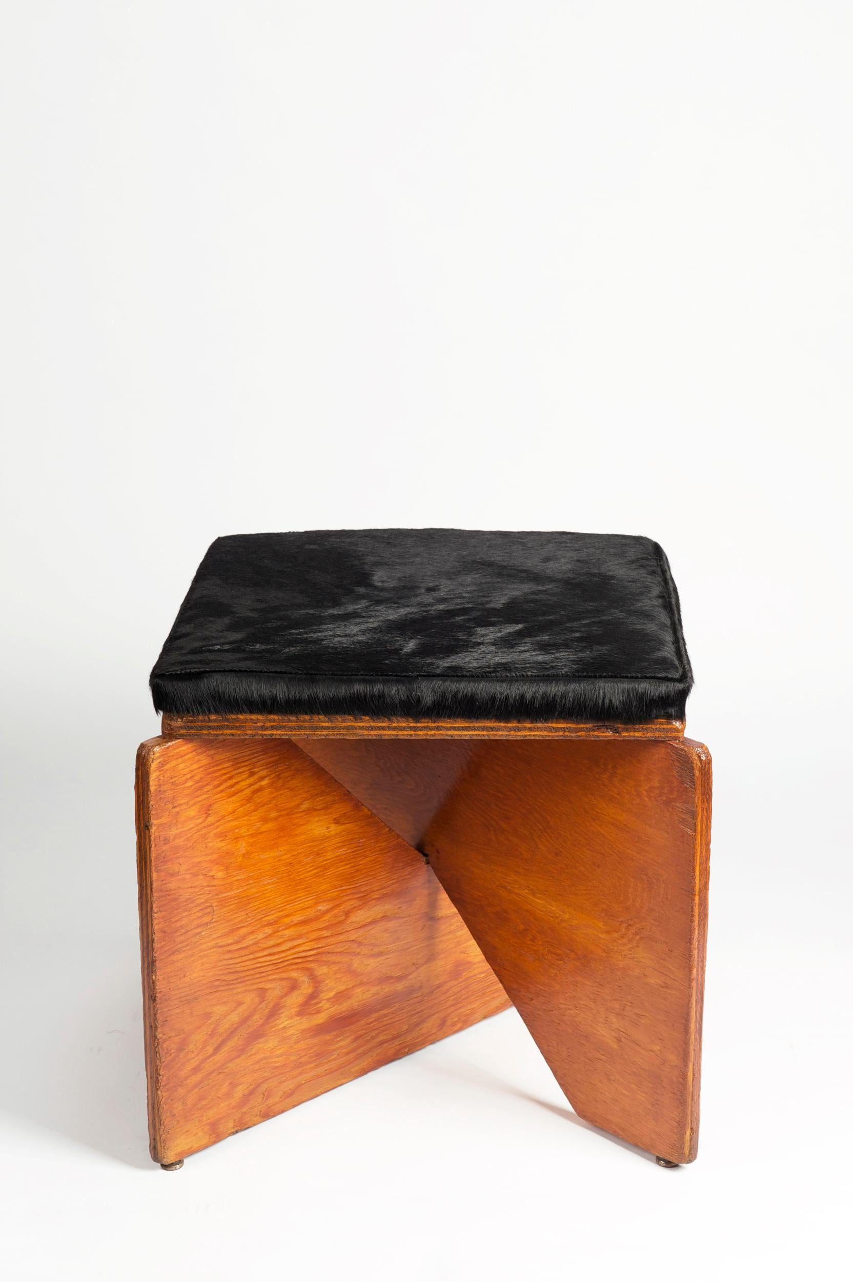 Hervé Baley, Wooden stool, c. 1970 In Good Condition For Sale In New York, NY