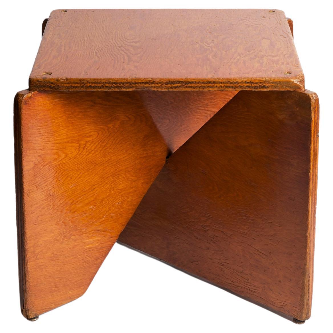Hervé Baley, Wooden stool, c. 1970 For Sale