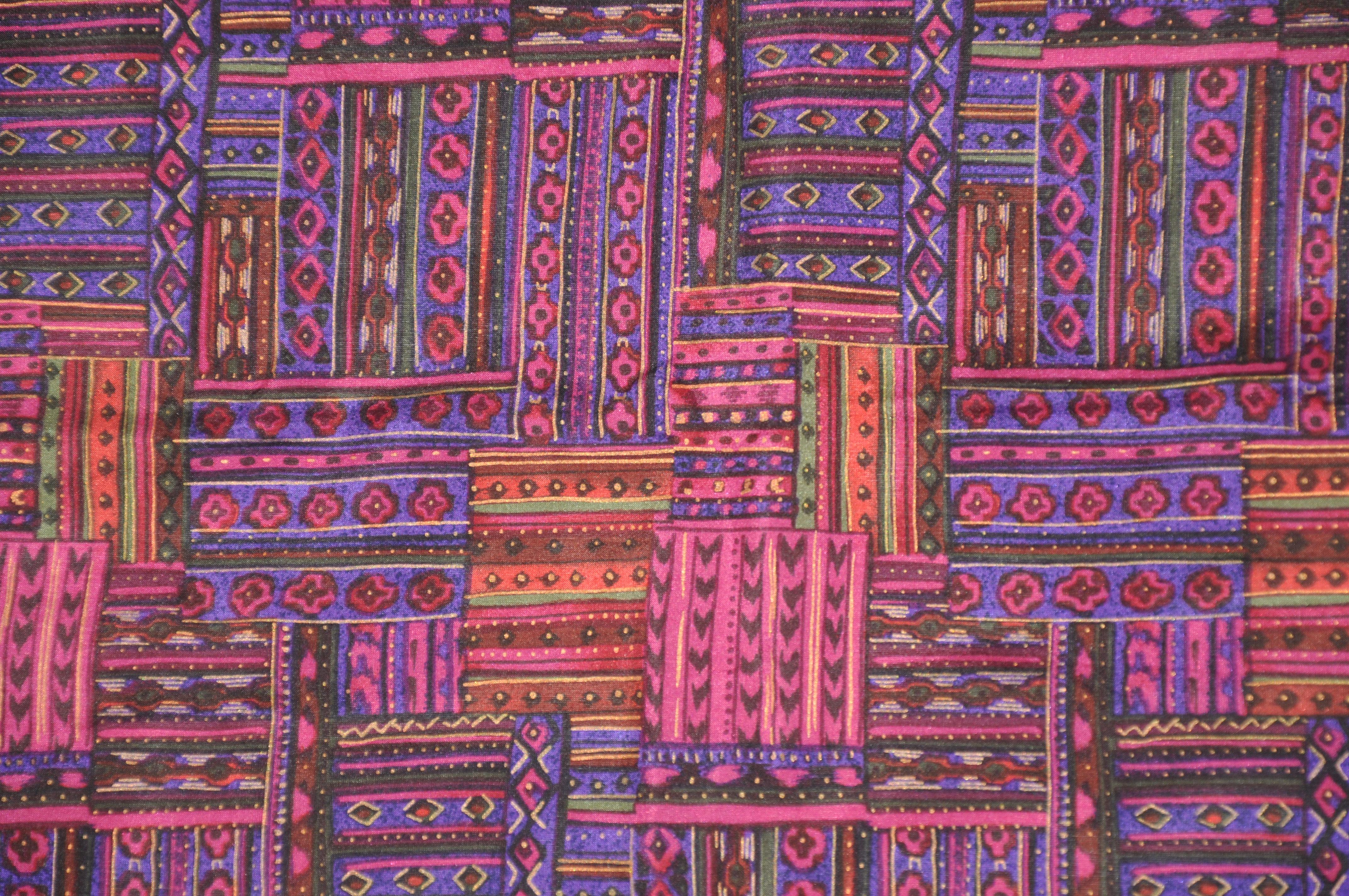 Noir Herve Bernard Rich - Écharpe en soie multicolore patchwork multicolore en vente