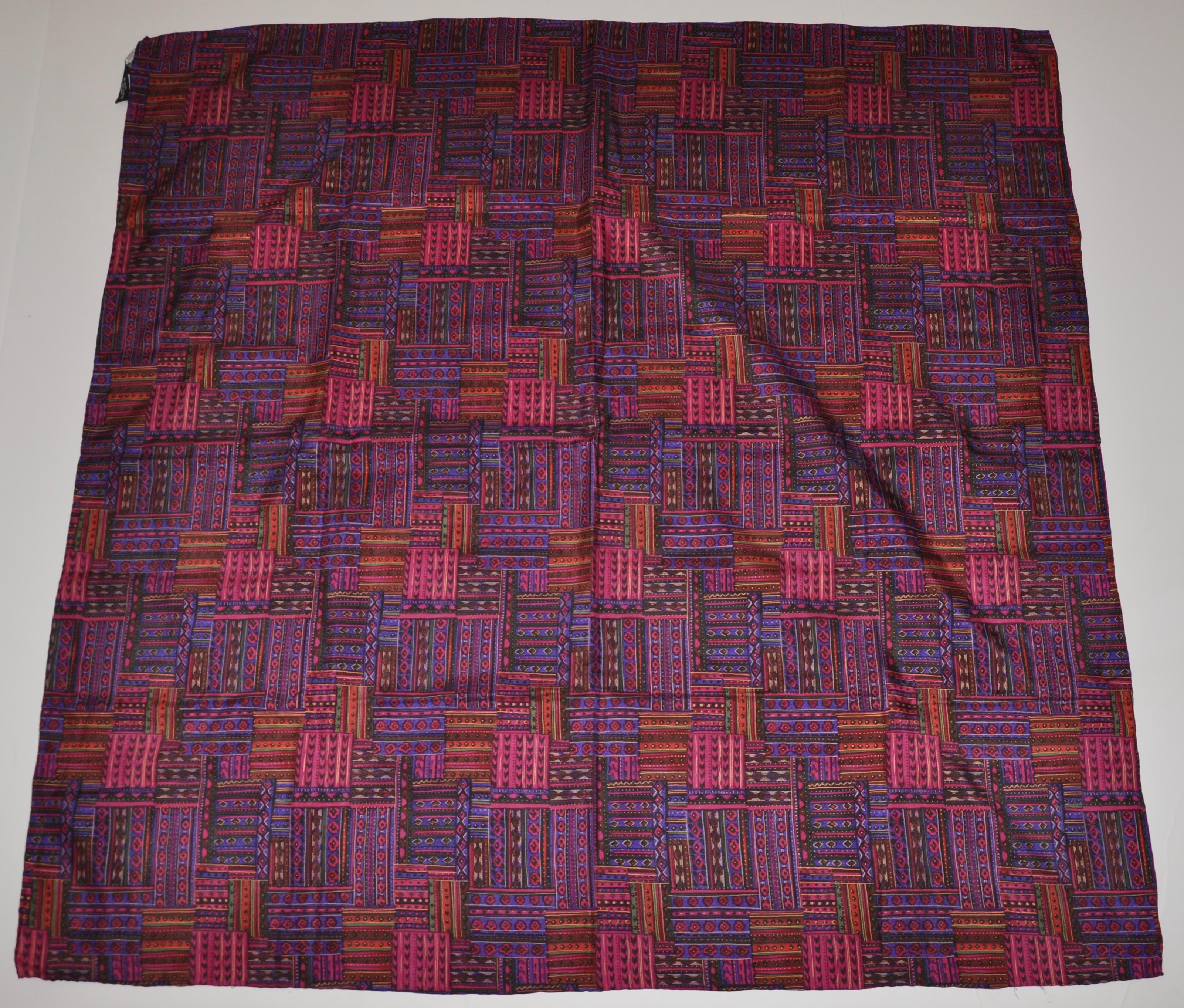 Women's or Men's Herve Bernard Rich MultiColor Patchwork Silk Scarf For Sale