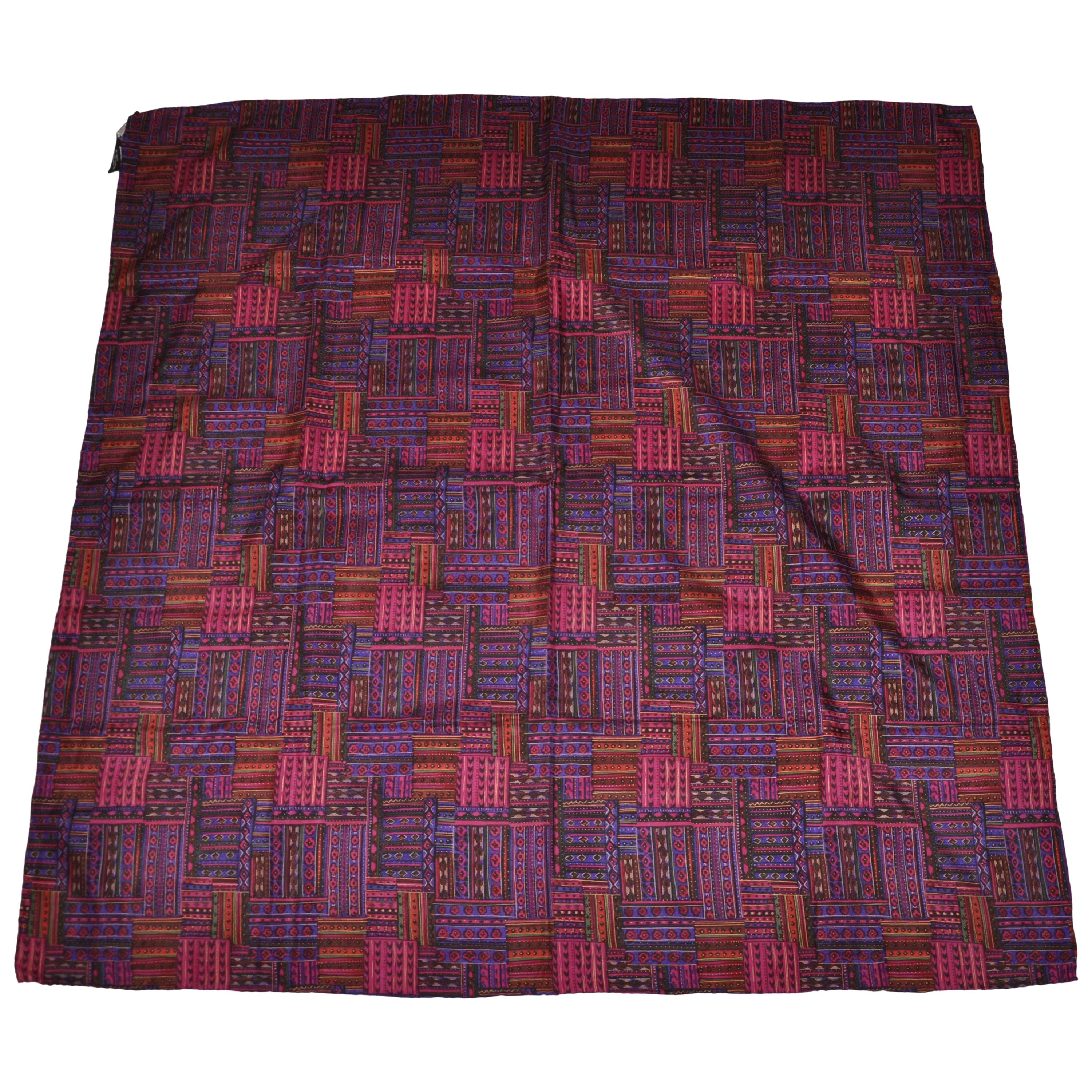 Herve Bernard Rich MultiColor Patchwork Silk Scarf For Sale