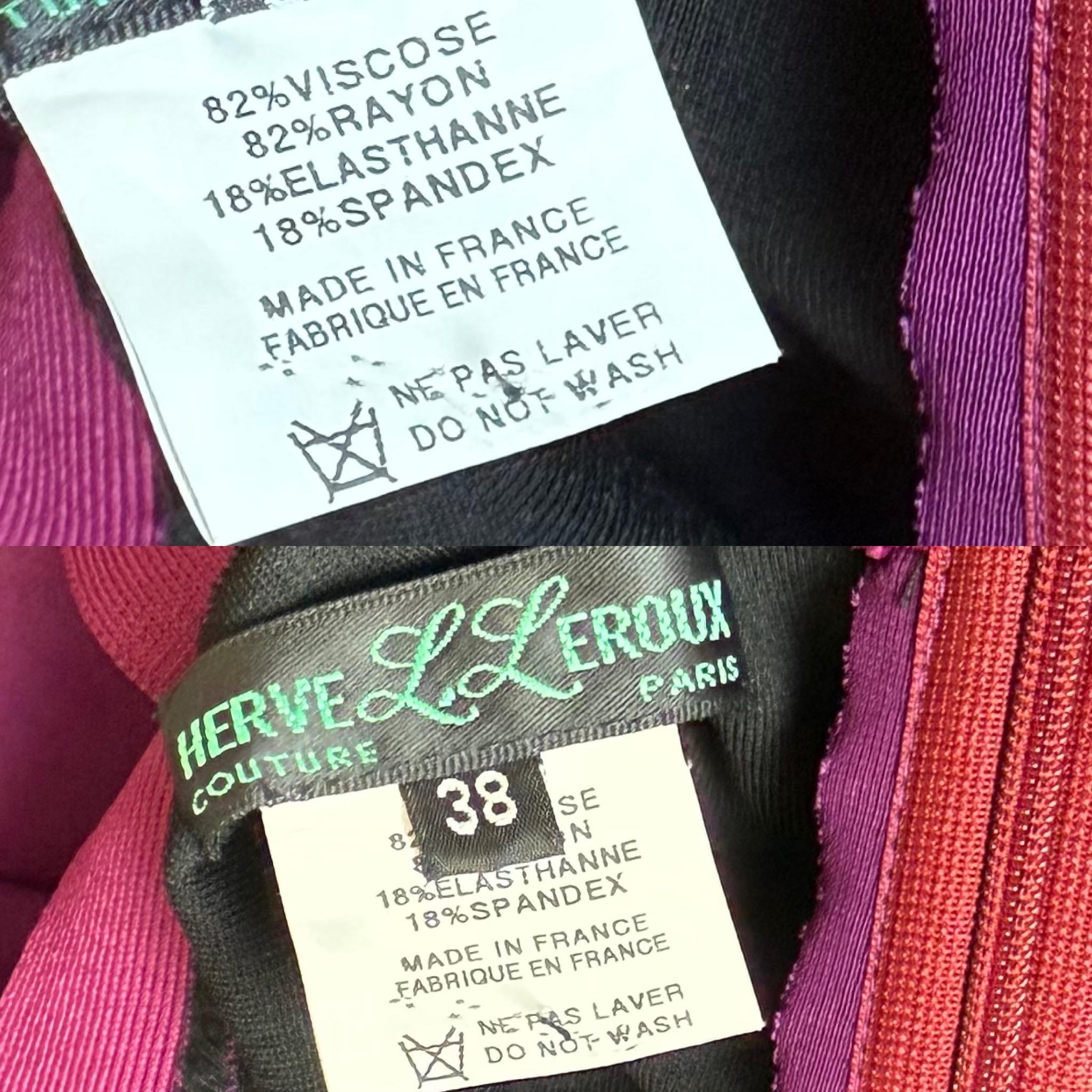 Herve L Leroux Couture aka Herve Leger
Vintage
Plum purple
Halter neck
Impeccable ruching
Size F38
Pristine
Measurements in inches laying flat: length 62, pit to pit 12 to 13, waist 11 to 12

FINAL SALE