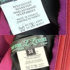 HERVE L LEROUX Couture Abito da sera viola vintage con increspature e balze