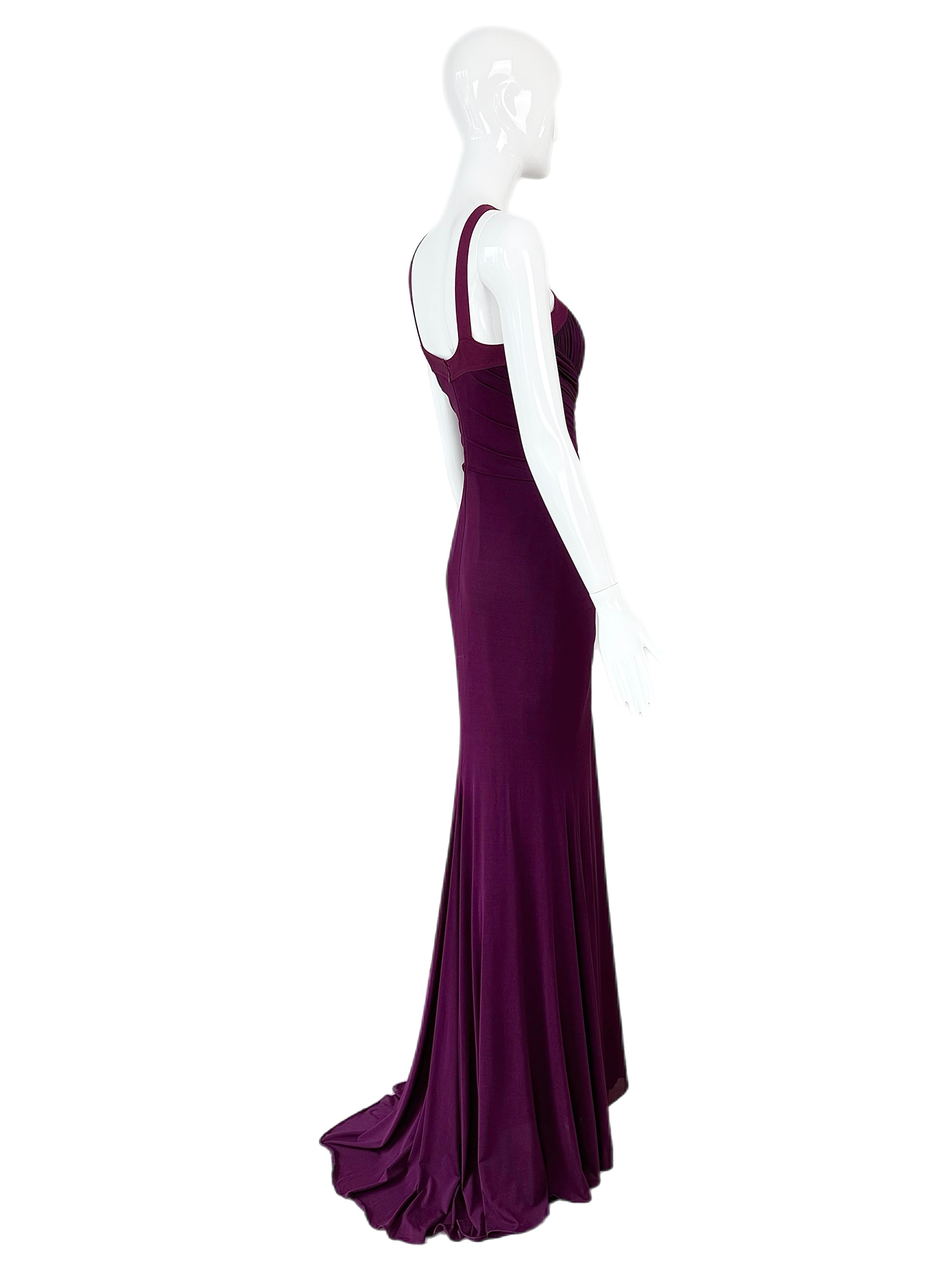 HERVE L LEROUX Couture Vintage Purple Ruched Evening Gown Halter 3