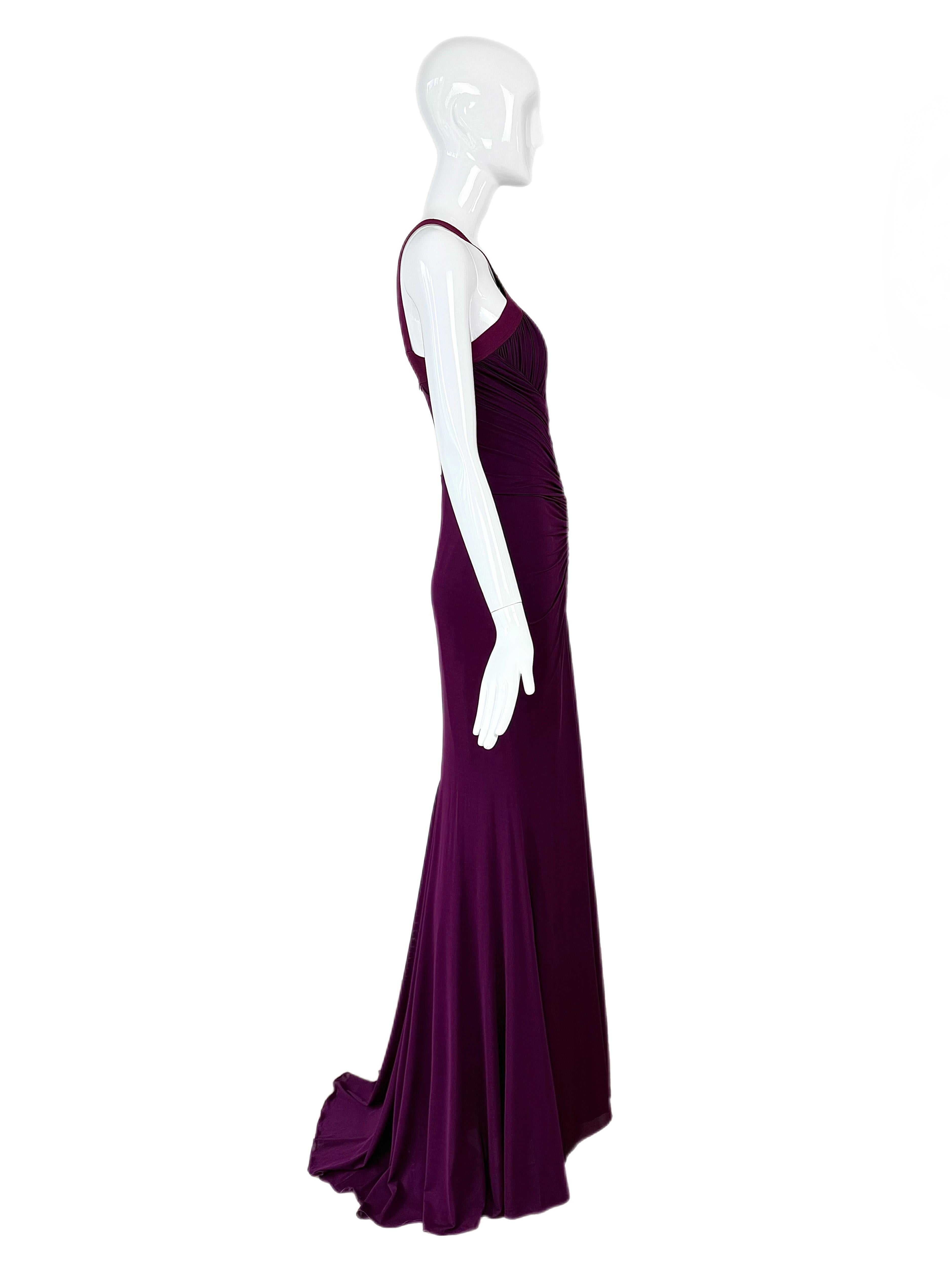 HERVE L LEROUX Couture Vintage Purple Ruched Evening Gown Halter 4