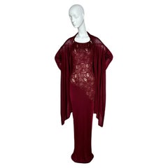 HERVE LEGER 1990's 90's Vintage Evening Gown Maxi Dress 2 pc Ensemble w. Shawl