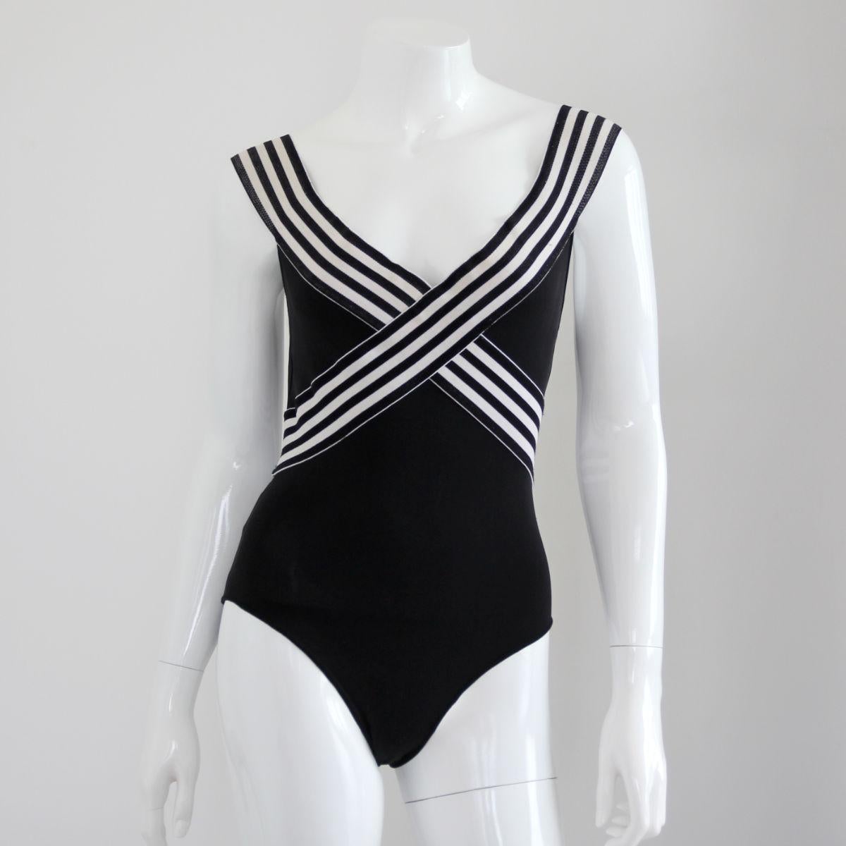 Women's HERVÉ LEGER 1990s Black And White Exceptional Swimsuit