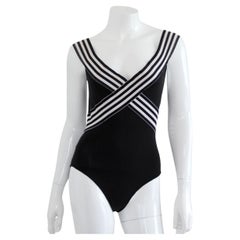 HERVÉ LEGER 1990s Black And White Exceptional Swimsuit
