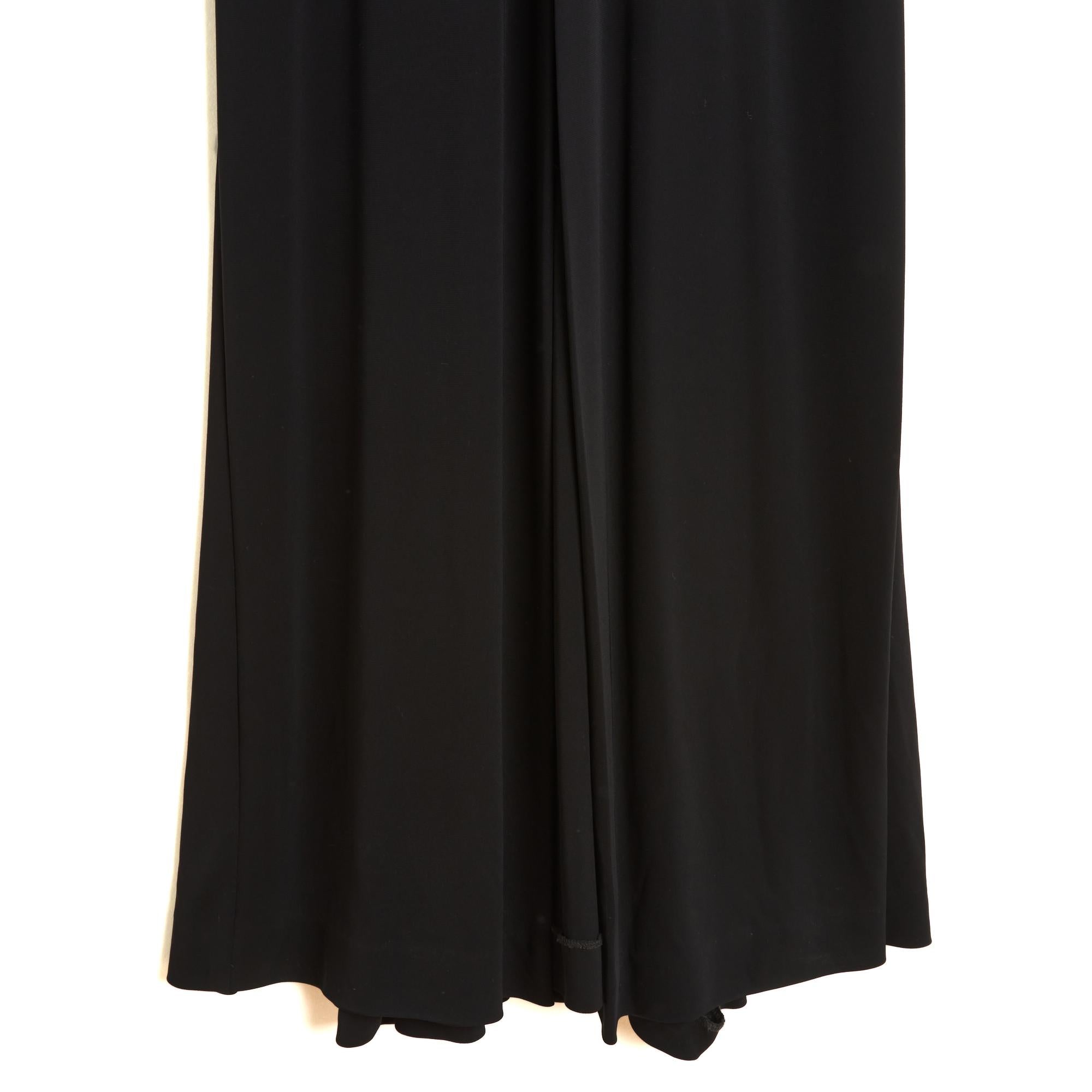 Herve Leger 1990s Robe FR38 Schwarzer Samt und Jersey Drapierung Maxikleid UK10 US8 im Angebot 1