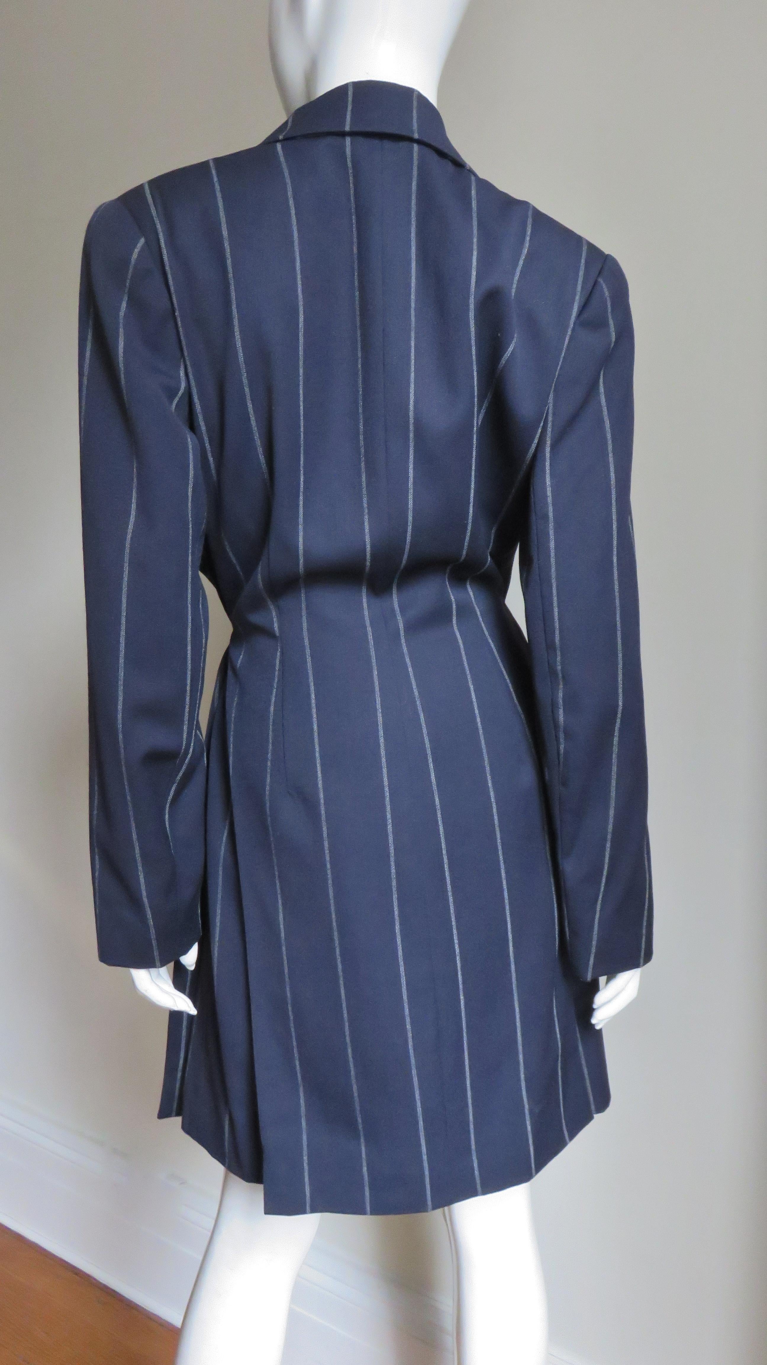 Herve Leger New Navy Wrap Dress 1990s For Sale 4
