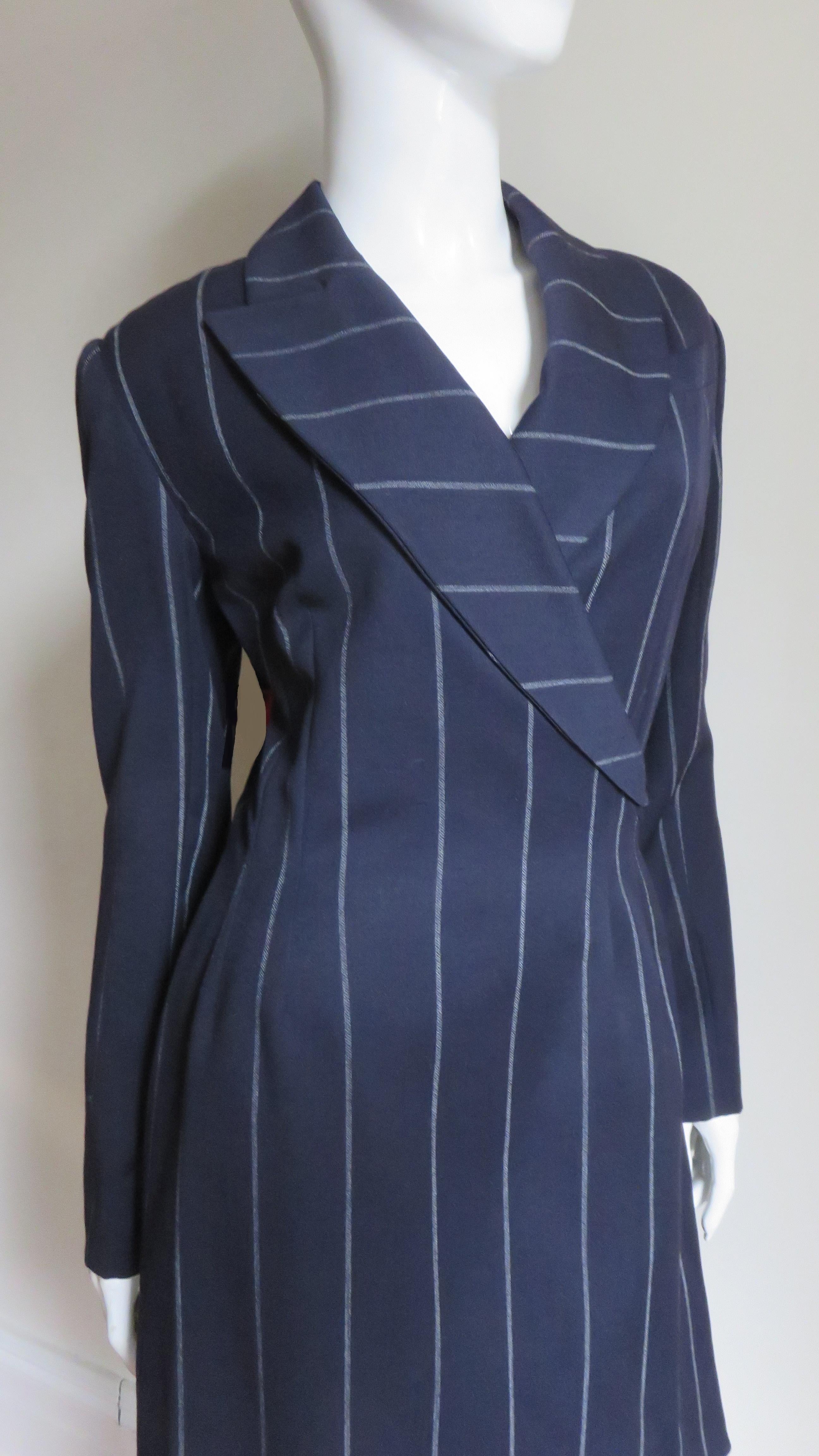 Herve Leger New Navy Wrap Dress 1990s For Sale 2