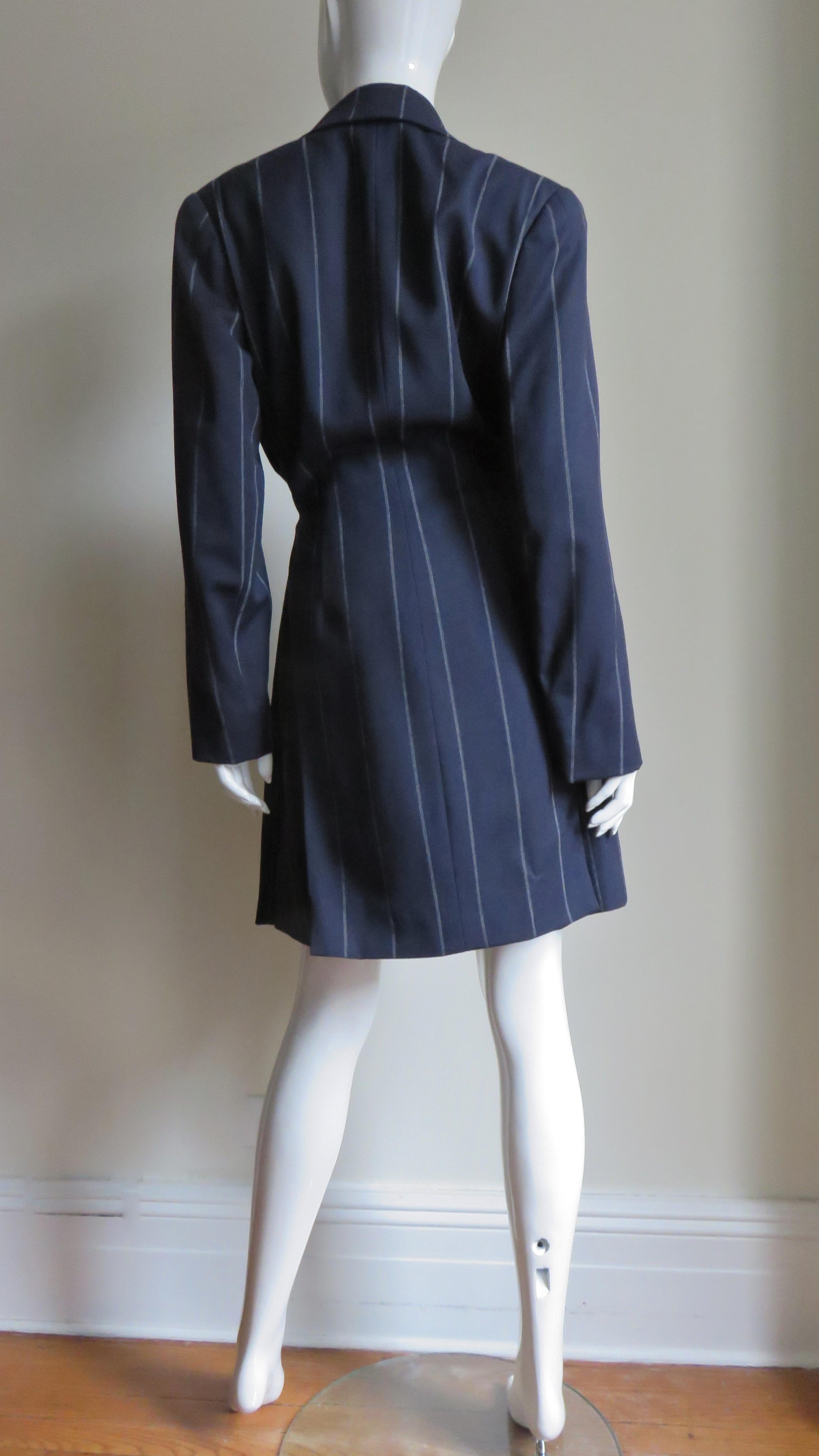 Herve Leger New Navy Wrap Dress 1990s For Sale 7