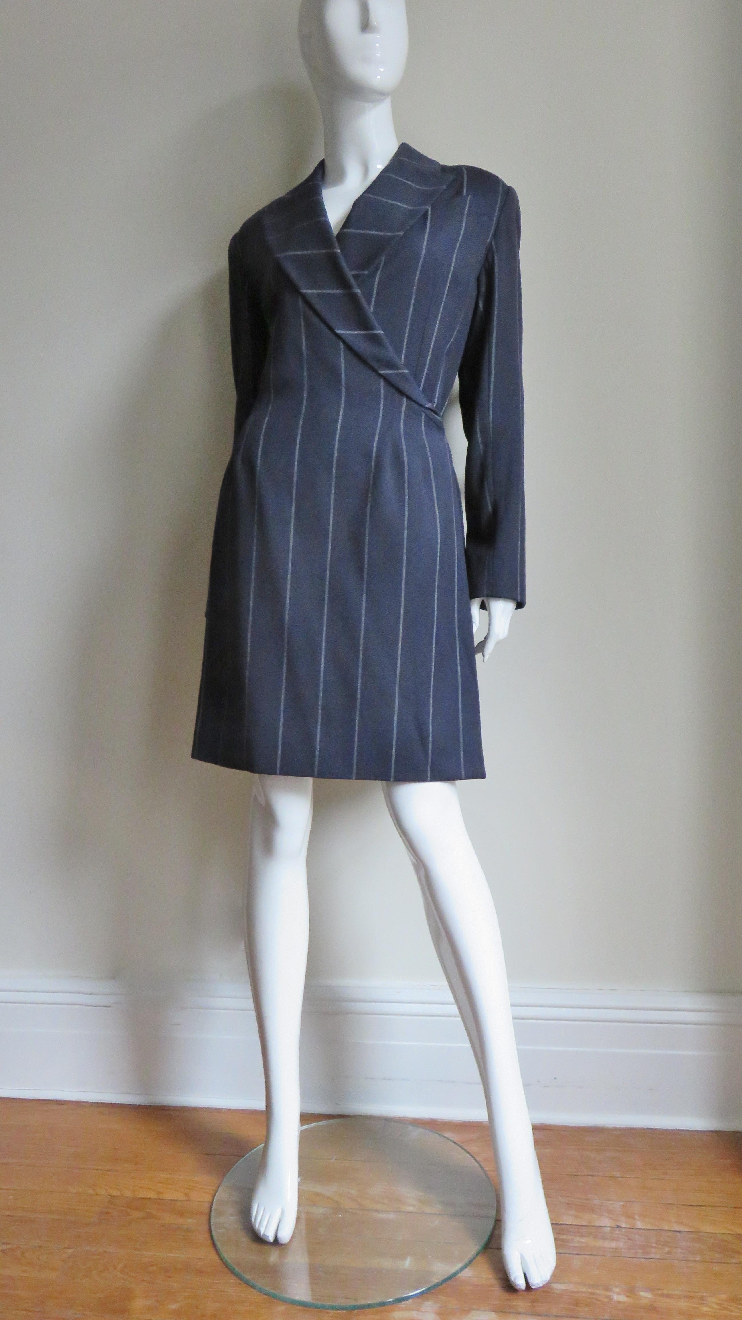 Herve Leger New Navy Wrap Dress 1990s For Sale 3