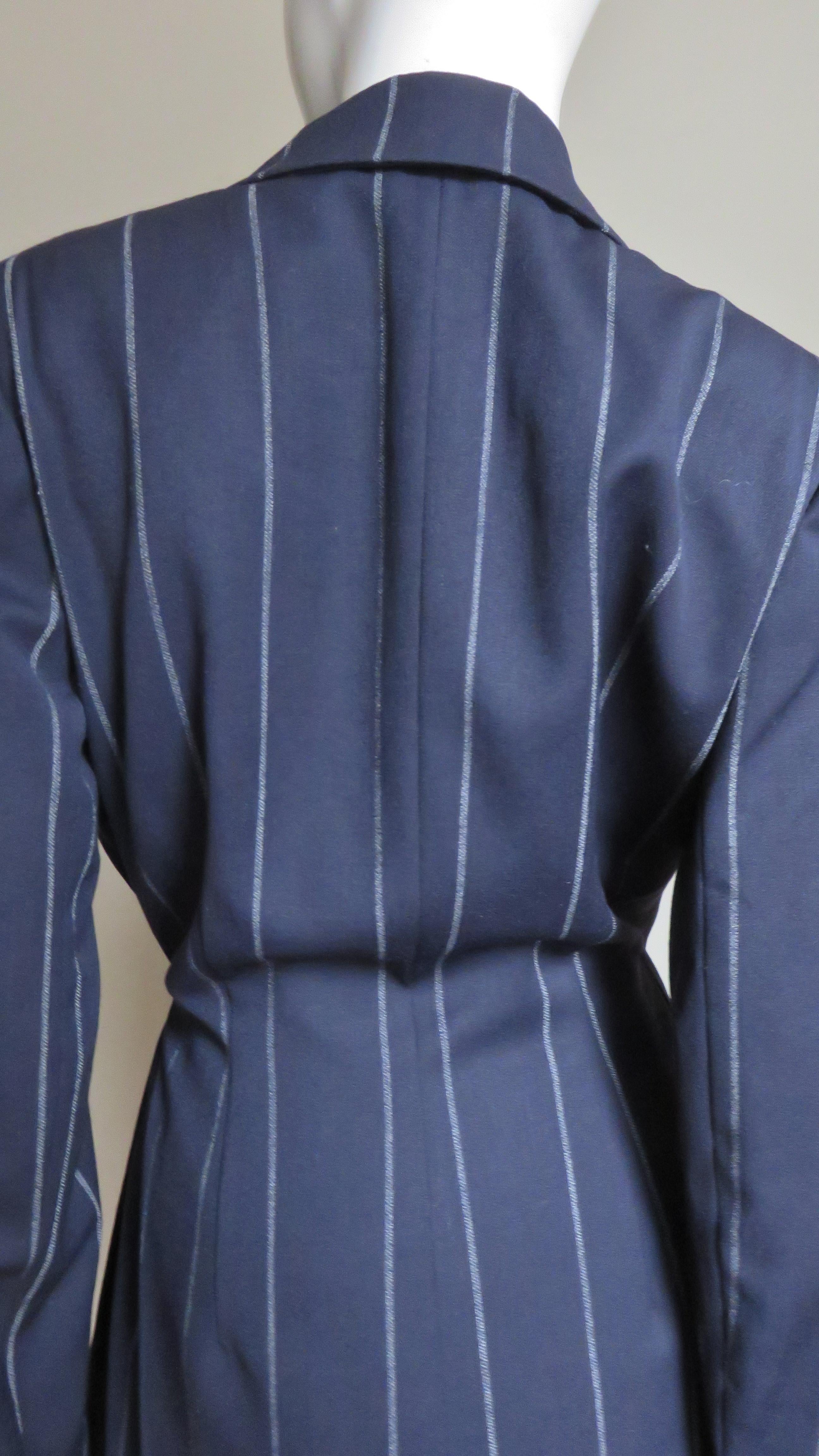 Hervé Léger - Robe portefeuille bleu marine, années 1990 en vente 6