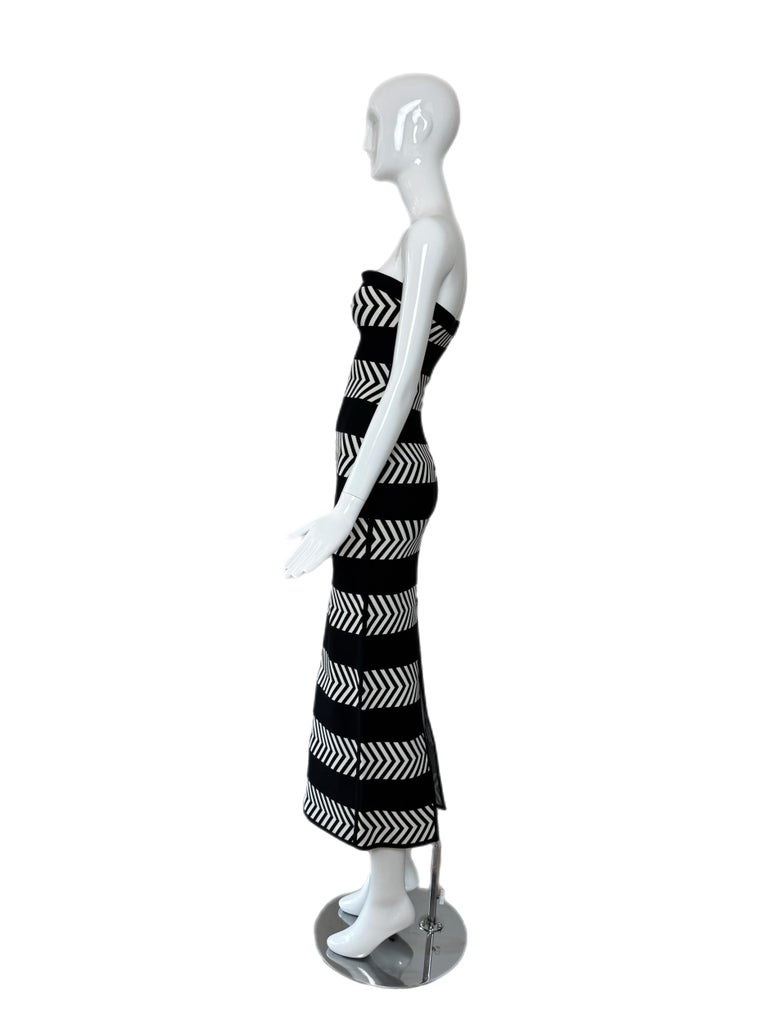black and white herve leger dress Cream length dress features a two HERVE LEGER 1997 Vintage Black