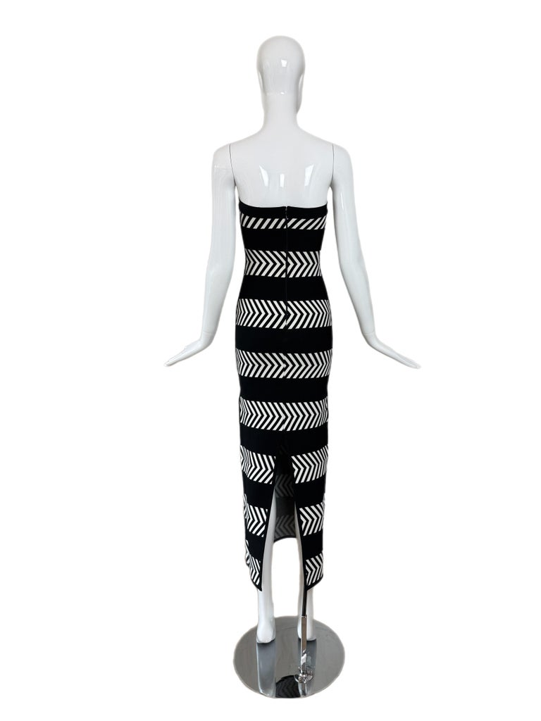 black and white herve leger dress Limited Edition Beaded Pleated Bandage XS Silv Priscilla Posh and a high side slit Herve Leger - Black &