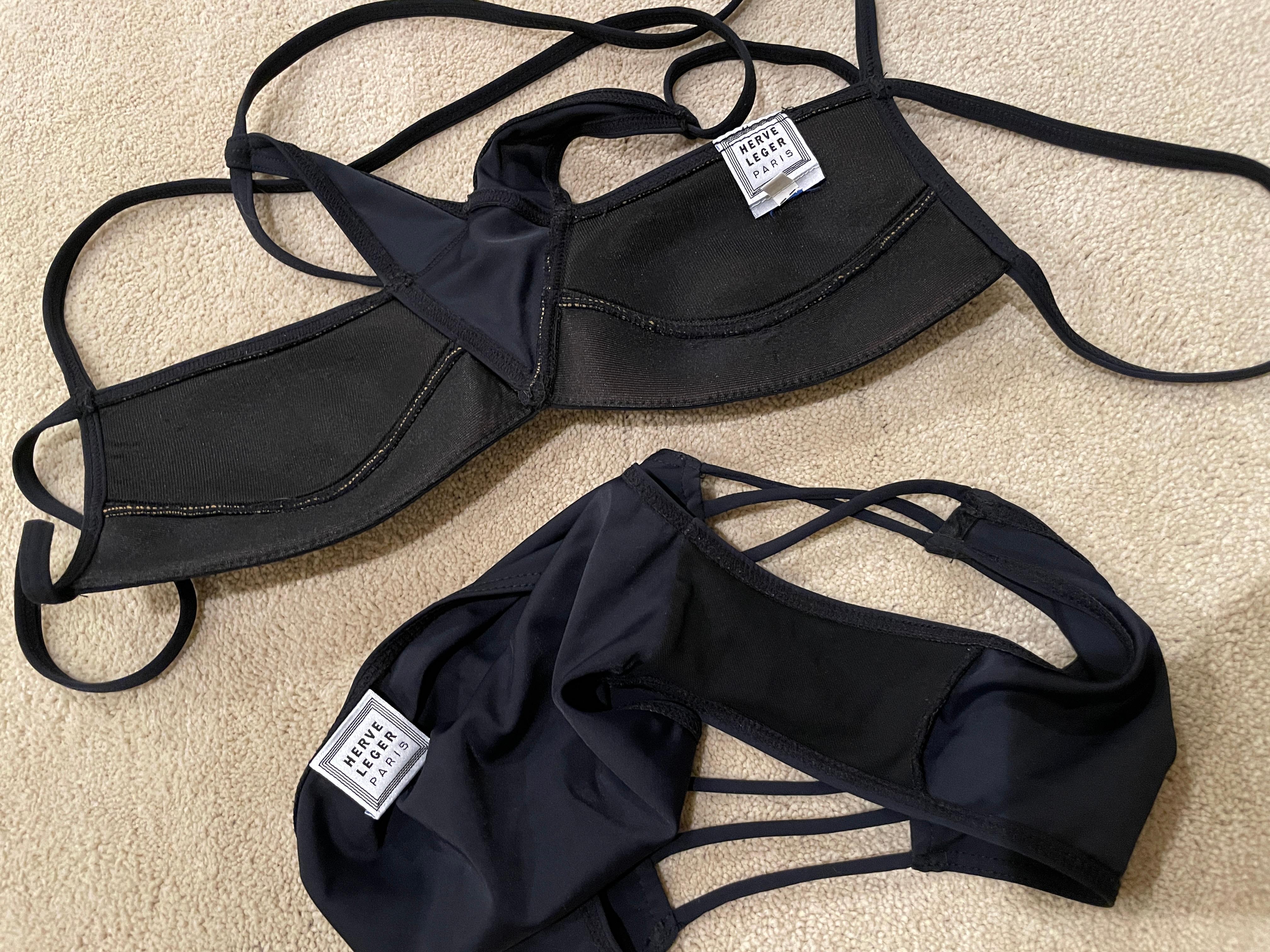 Women's HERVE LEGER 1998 vintage black cut out bikini bathing suit