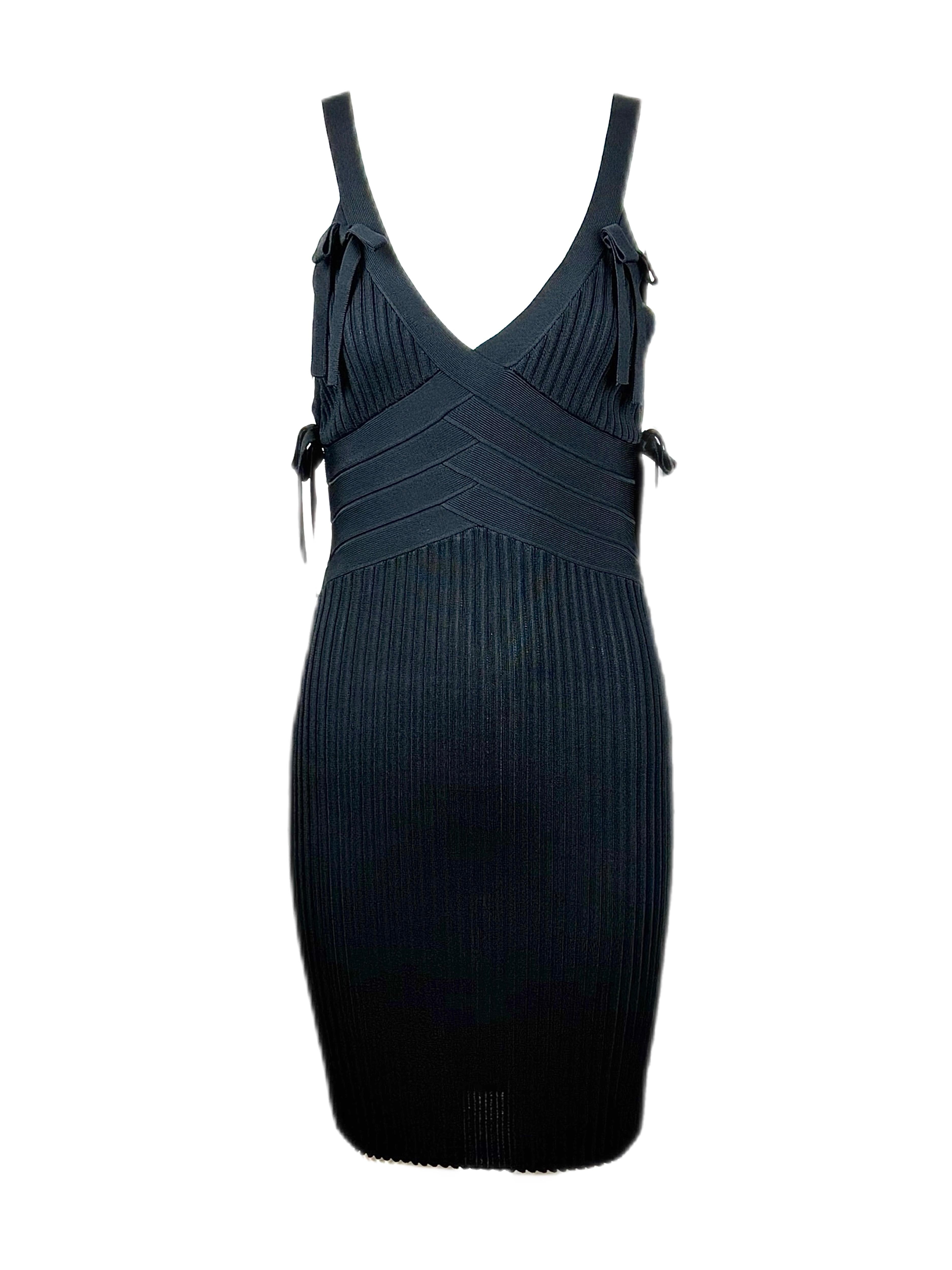 HERVE LEGER 90's Vintage Backless Mini Dress Pullover with Bows en vente 6