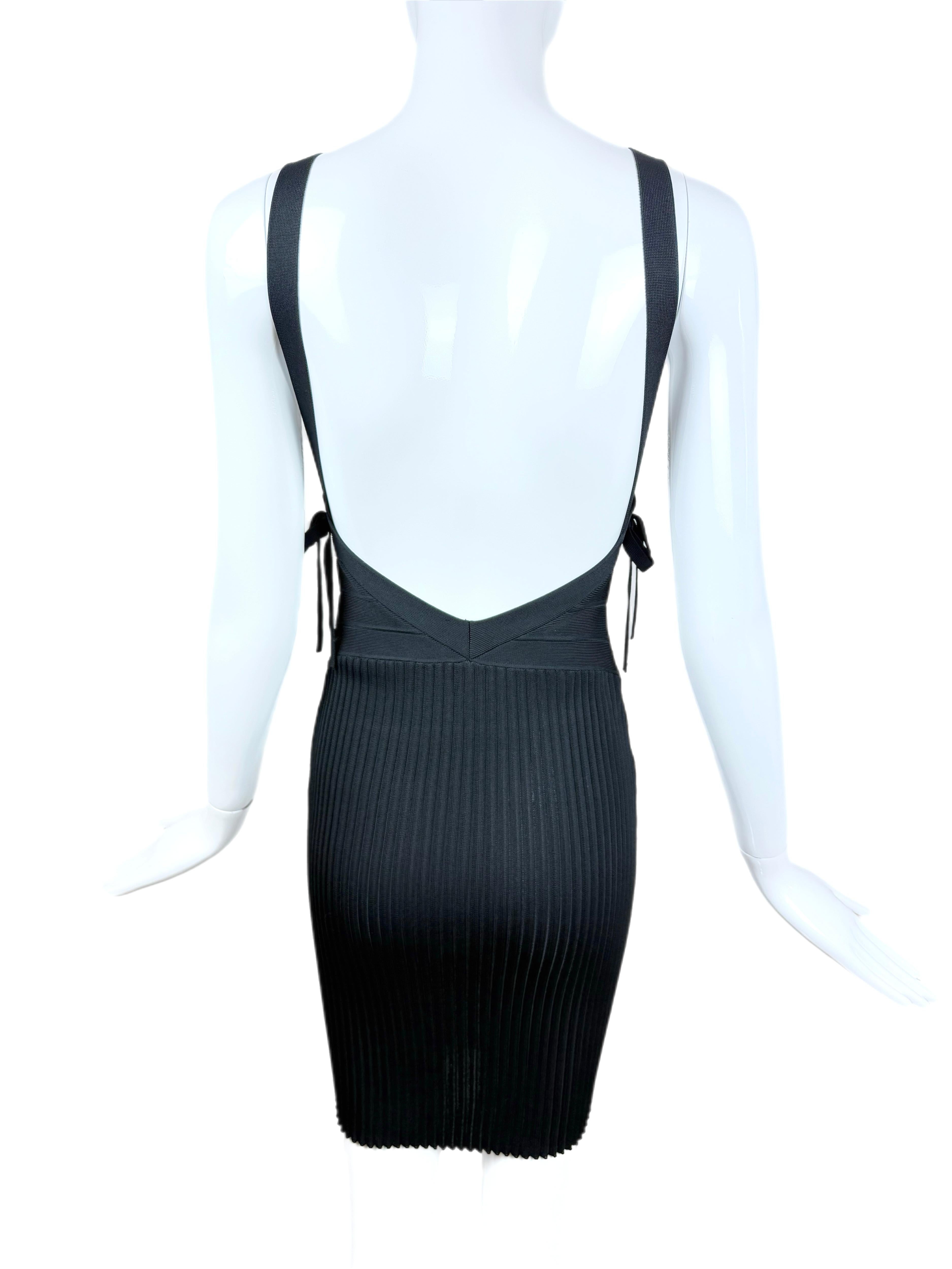 HERVE LEGER 90's Vintage Backless Mini Dress Pullover with Bows Pour femmes en vente