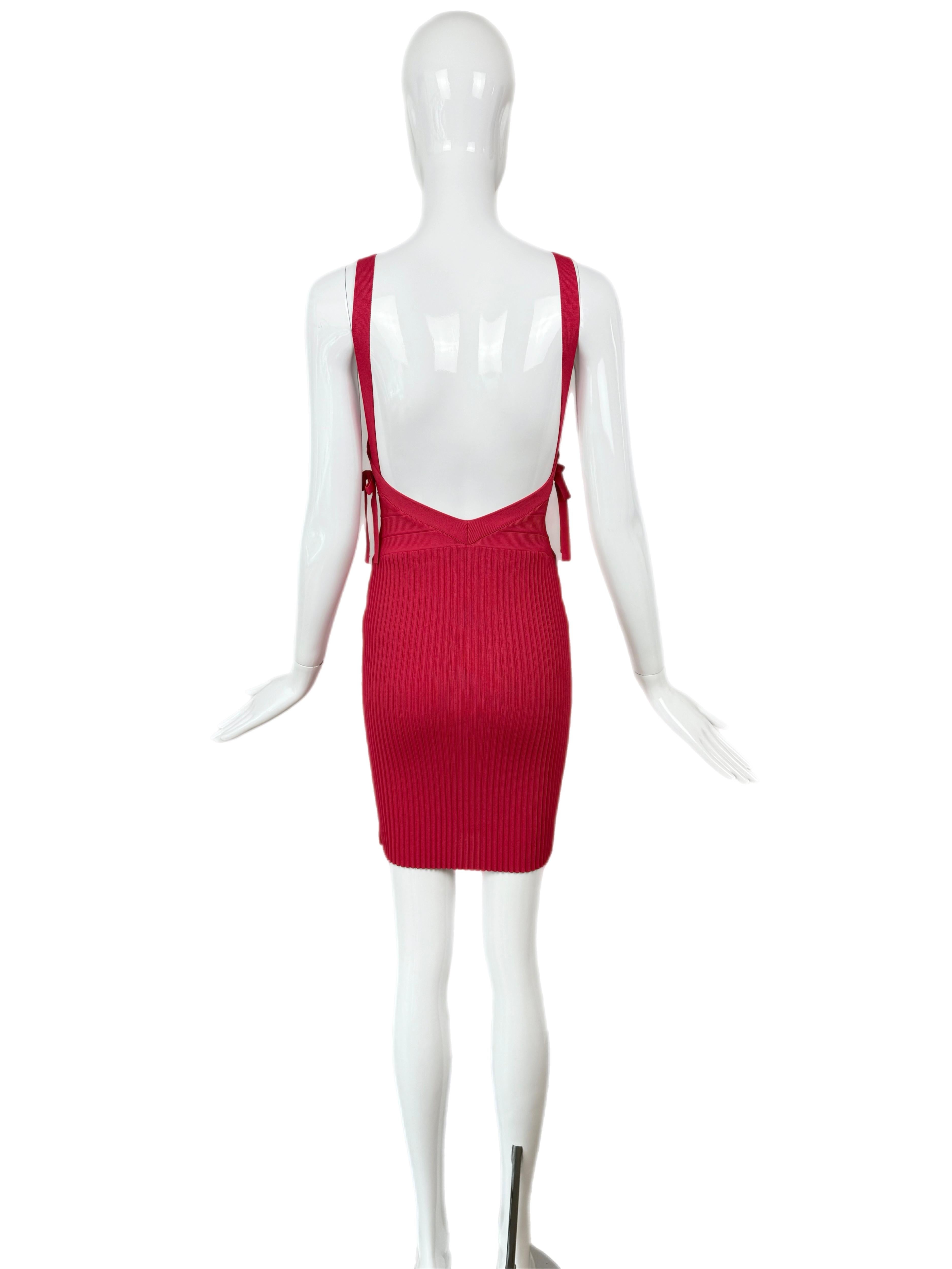 HERVE LEGER 90's Vintage Rosa Rückenfreies Minikleid im Angebot 1