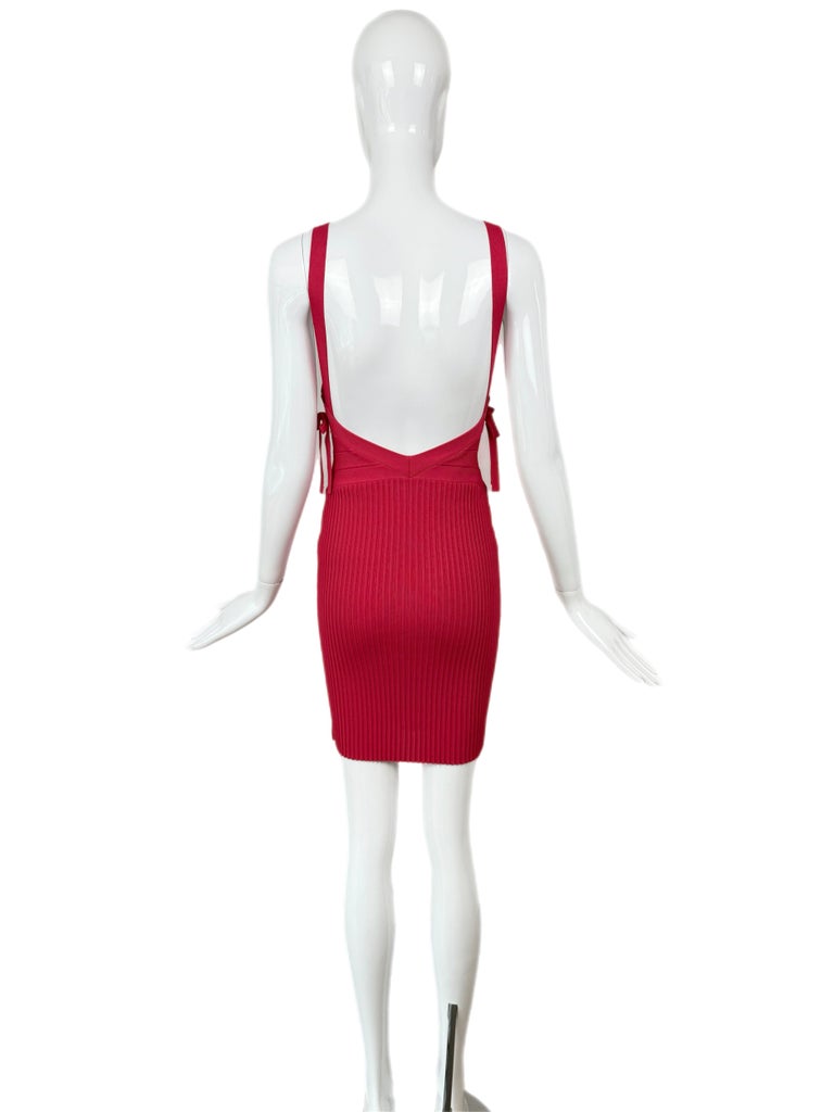 Herve Leger 90's Vintage Pink Backless Mini Dress