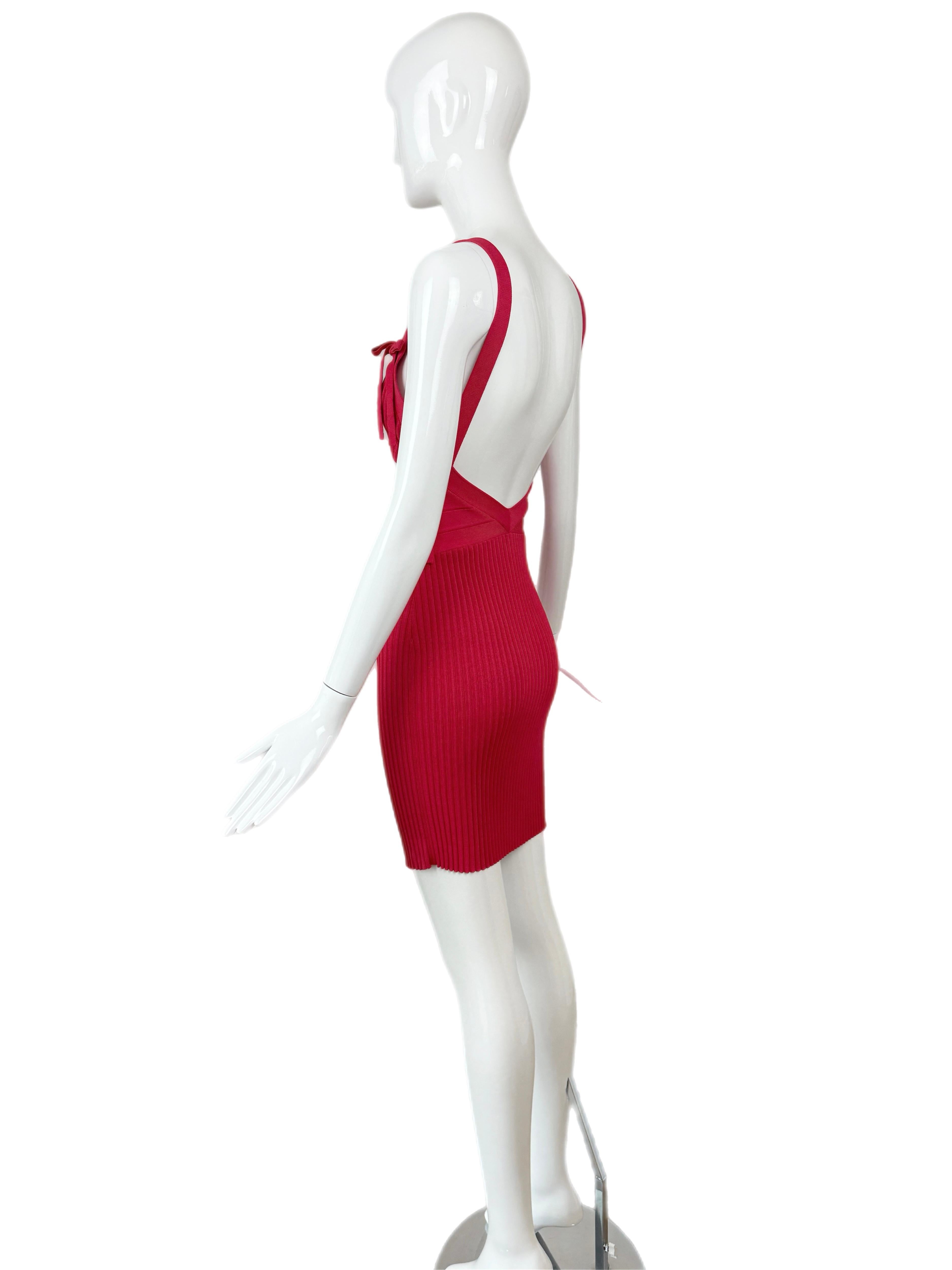 HERVE LEGER 90's Vintage Rosa Rückenfreies Minikleid im Angebot 3