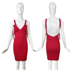 HERVE LEGER Mini vestido rosa vintage de los 90 sin espalda