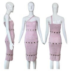 HERVE LEGER 90's Vintage Pink + Crystal Midi Dress