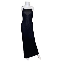 HERVE LEGER 90's vintage pointelle black semi-sheer maxi dress
