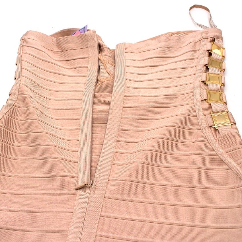 Herve Leger Adobe gold summer strapless bandage dress Size: L In Excellent Condition In London, GB