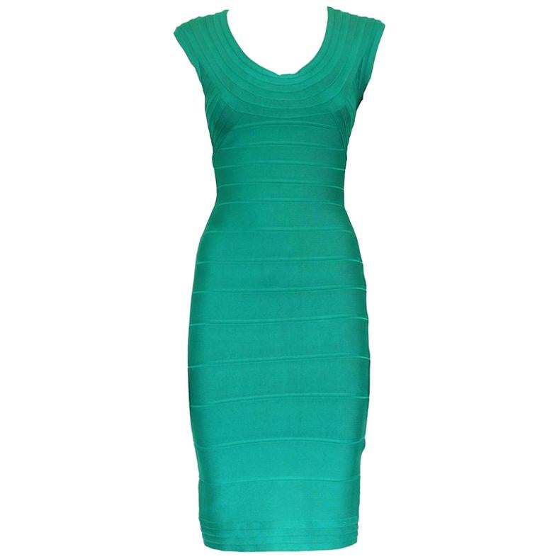Hervé Léger Aqua Green Essential Dress S
