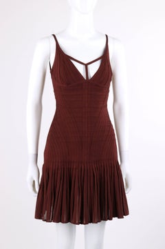 HERVE LEGER A/W 2012 "Avi" Burgundy Pleated Bandage Knit Cocktail Dress NWT