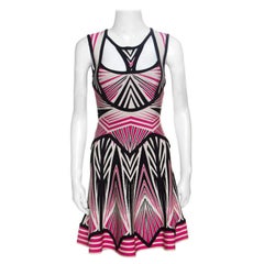 Herve Leger Aztec Pattern Jacquard Knit Cutout Detail A Line Anaya Dress XXS Herve Leger Aztec Pattern Jacquard Knit Cutout Detail A Line Anaya Dress XXS