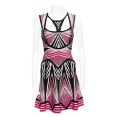 Herve Leger Aztec Pattern Jacquard Knit Cutout Detail A Line Anaya Dress XXS