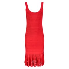 Herve Leger Bandage Bodycon Dress With Pleated Hem