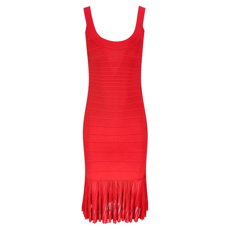 herve leger bandage dress red Herv Sara Gown Size XXS complemented by slightly capped sleeves and a V S/S 1993 Orange Bandage Mini