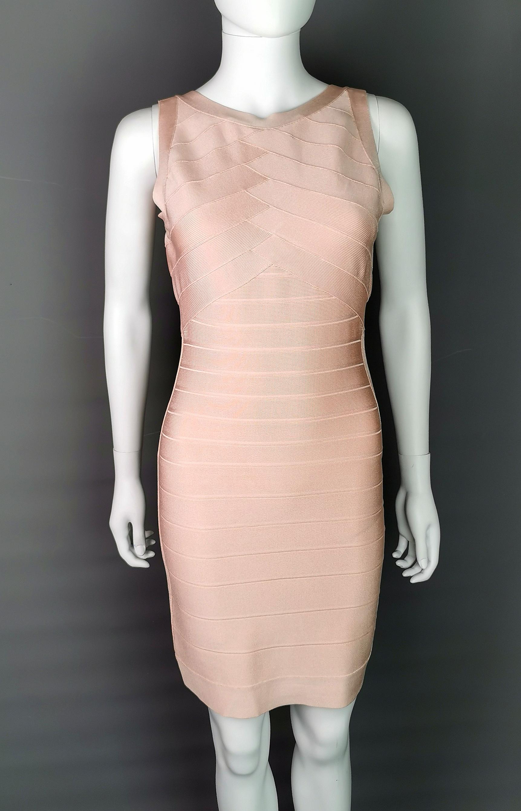 Vestido vendaje Herve Leger, Rosa oscuro, Rosa hielo en Bueno estado para la venta en NEWARK, GB