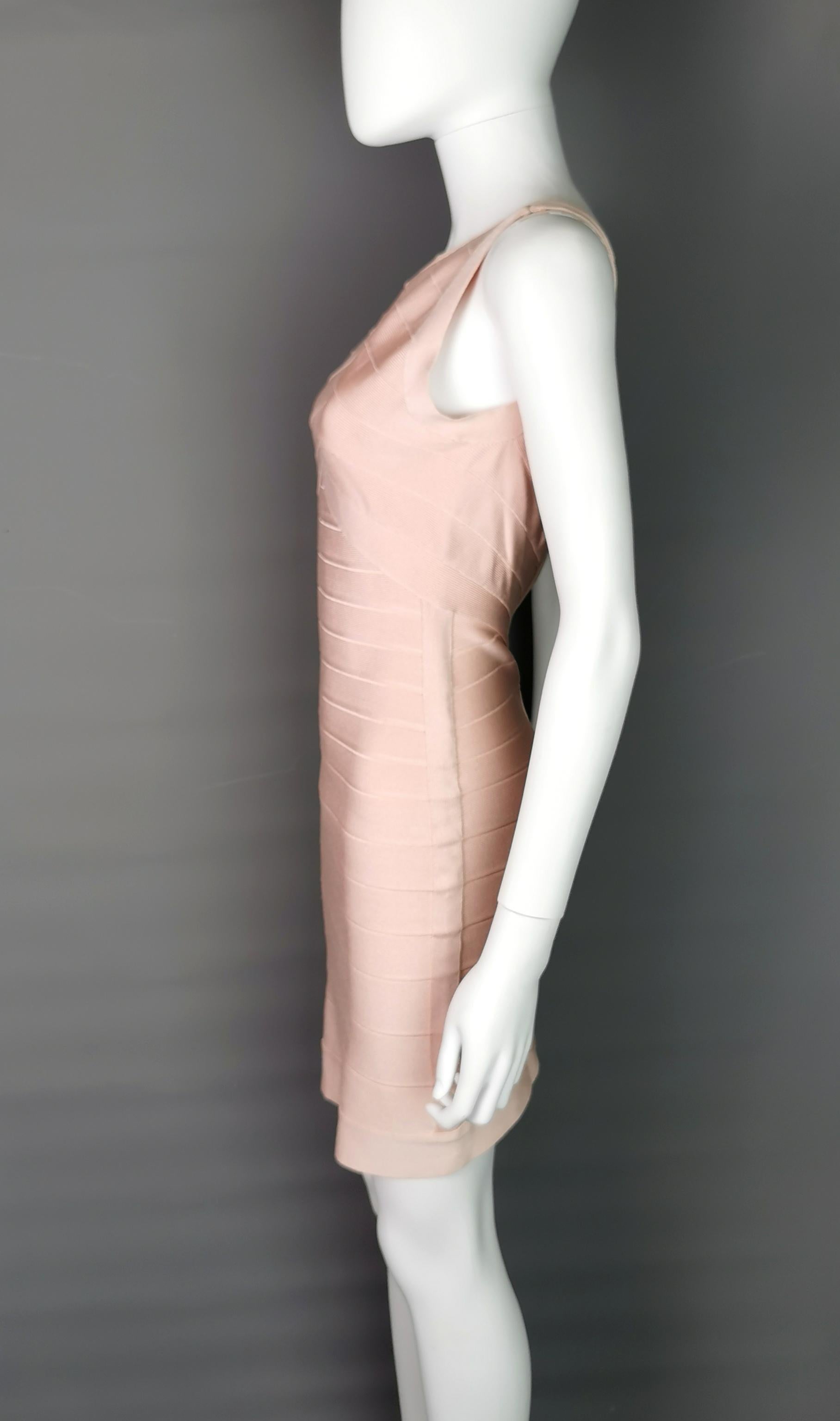 De las mujeres Vestido vendaje Herve Leger, Rosa oscuro, Rosa hielo en venta