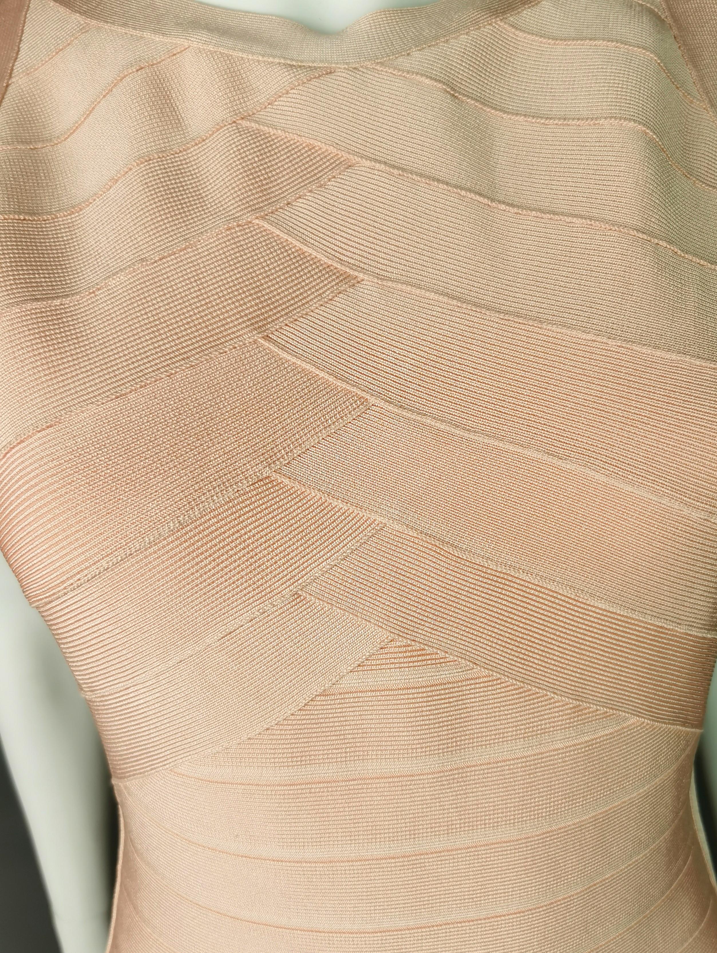 Vestido vendaje Herve Leger, Rosa oscuro, Rosa hielo en venta 4