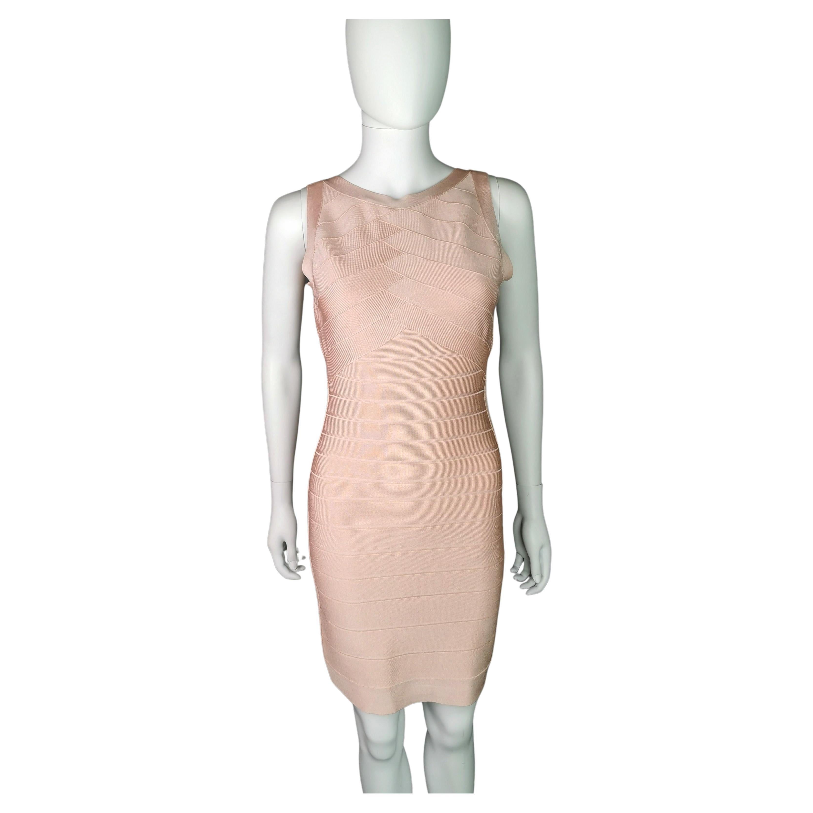Vestido vendaje Herve Leger, Rosa oscuro, Rosa hielo en venta